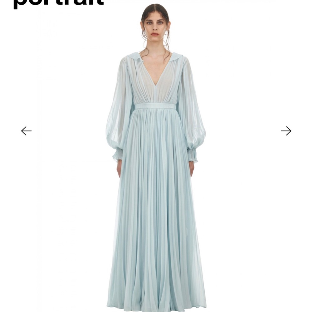 NWT Self-Portrait Blue Chiffon Maxi Dress